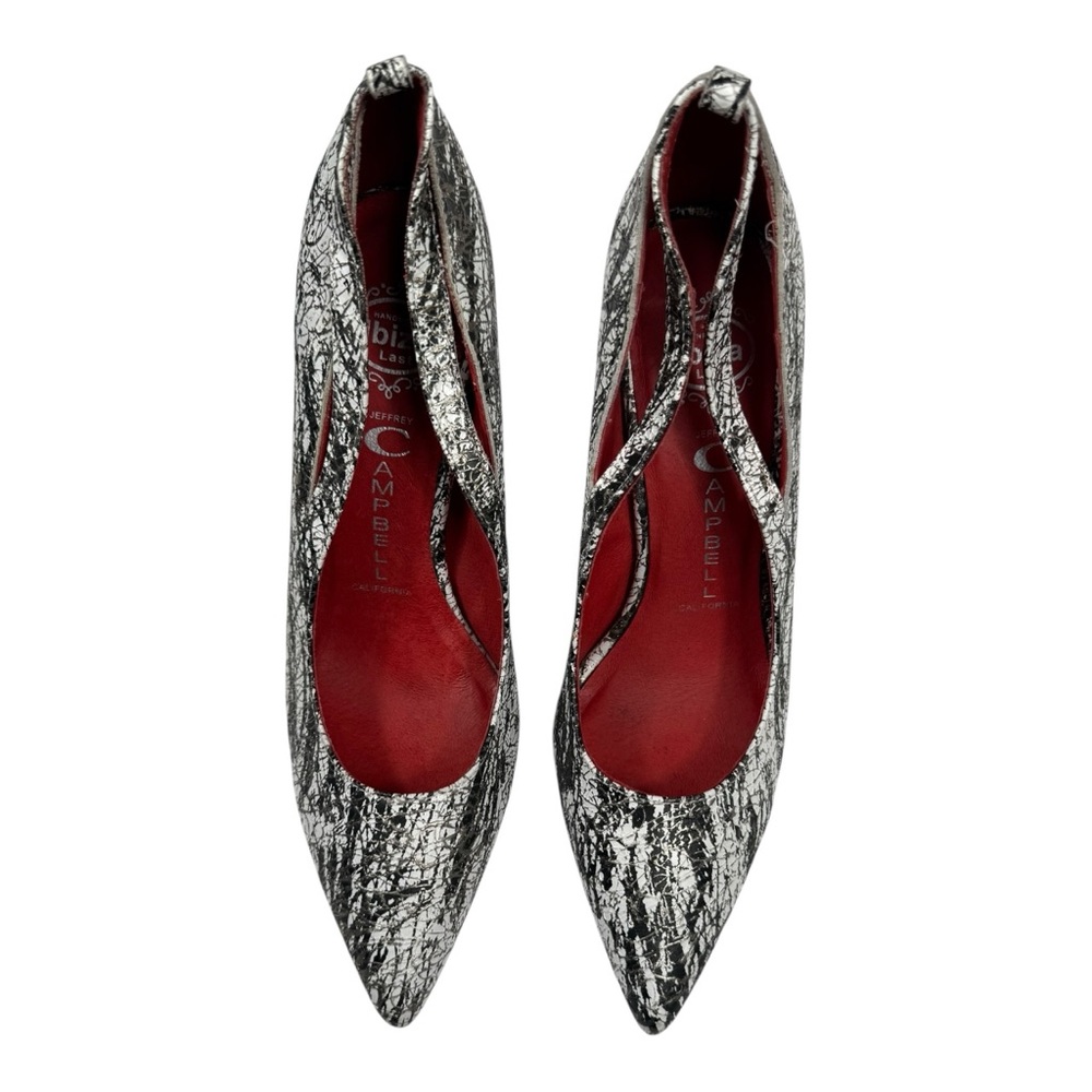 Jeffrey Campbell Silver Crackle Cutout‎ Heels size 9